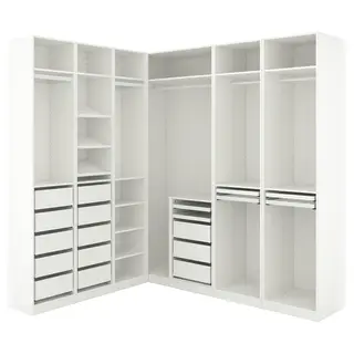 PAX corner wardrobe, white, 211/213x236 cm