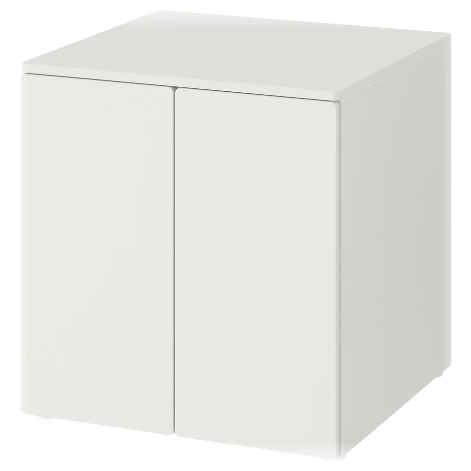 White SMÅSTAD cube storage unit with soft-close doors.
