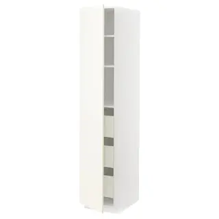 METOD / MAXIMERA high cabinet with drawers, white/Vallstena white, 40x60x200 cm