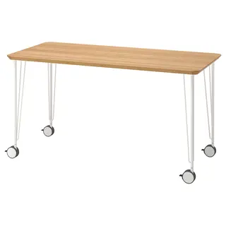 ANFALLARE / KRILLE desk, bamboo/white, 140x65 cm