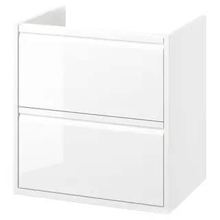 ÄNGSJÖN wash-stand with drawers, high-gloss white, 60x48x63 cm
