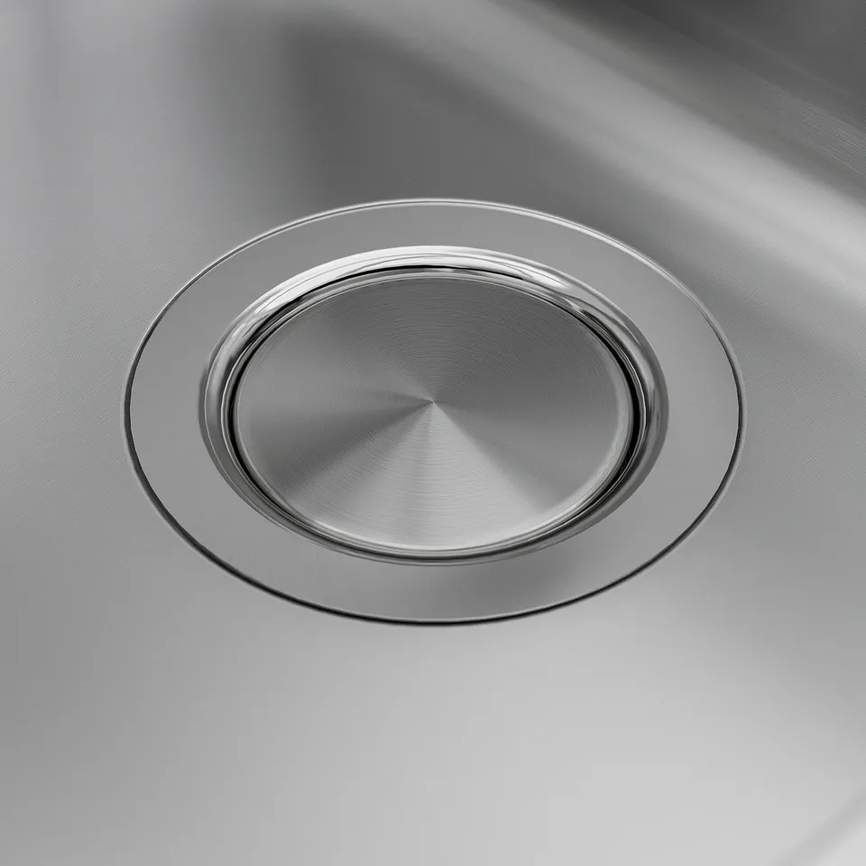 Polished stainless steel sink cover; sleek, durable, heat-resistant.