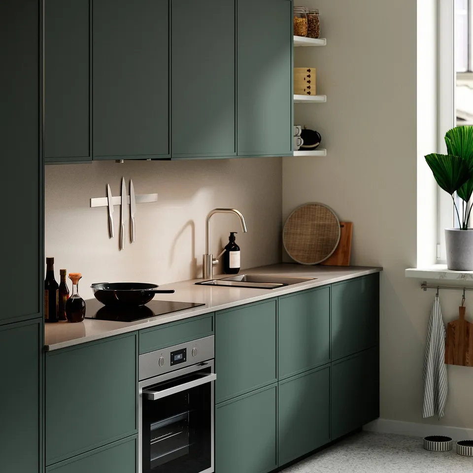 LOCKEBO Custom made worktop, light grey stone effect/glass composite, 1 m²x2.0 cm