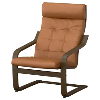 POÄNG armchair, walnut effect/Grann golden-brown, Width 68 x Depth 82 x Height 100 cm