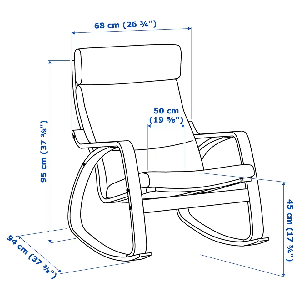 POÄNG Rocking-chair, birch veneer/Kelinge dark yellow