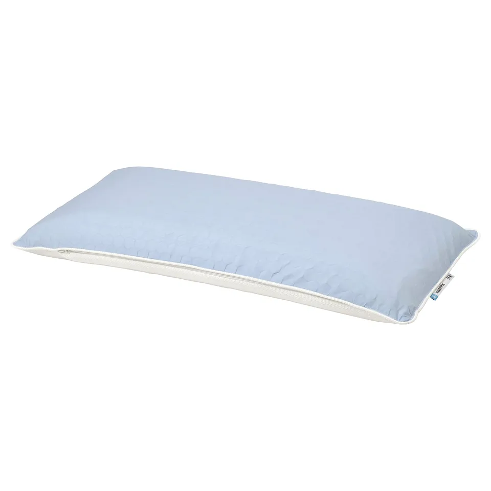 KVARNVEN cooling pillow for stomach sleepers, rectangular with zip detail.