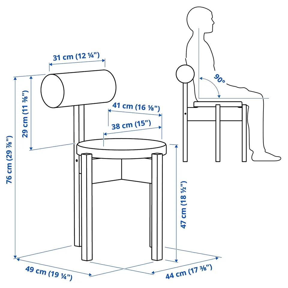 IKEA PS 2026 Chair, bright blue/Knäbäck bright blue