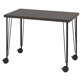 LINNMON / KRILLE desk, black-brown/black, 100x60 cm