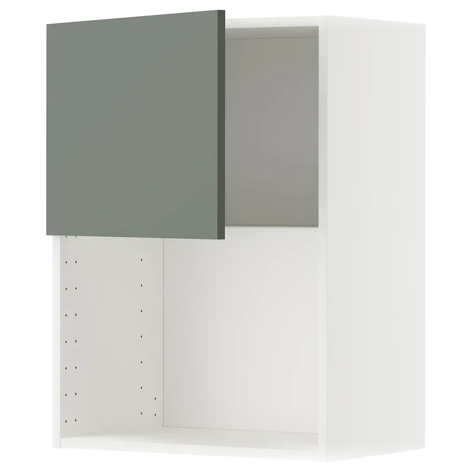 METOD kitchen unit, grey-green and white, modern design, adjustable shelf, sturdy frame, nickel hinges.