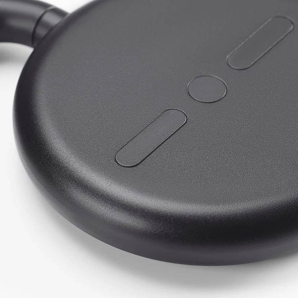 Black round magnifying mirror with built-in lights, showing sleek design and quality finish.