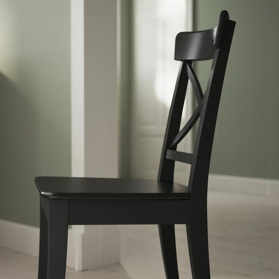 ROSENTORP / ROSENTORP Table and 6 chairs, black/black, 160/215x110 cm