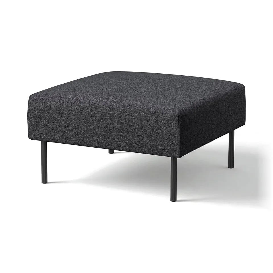 Lillehæm stool, dark grey, fabric, square, metal legs.