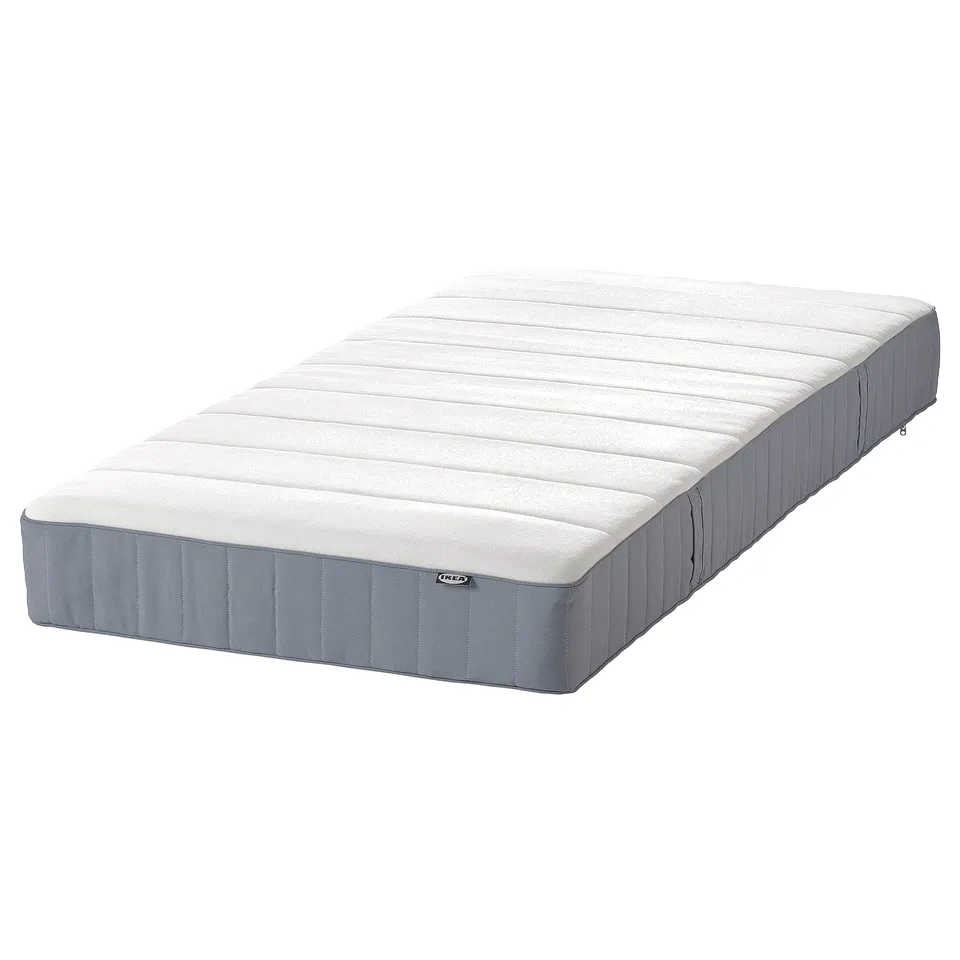 LYNGÖR Divan bed, Vesteröy extra firm/light blue dark grey, 90x200 cm