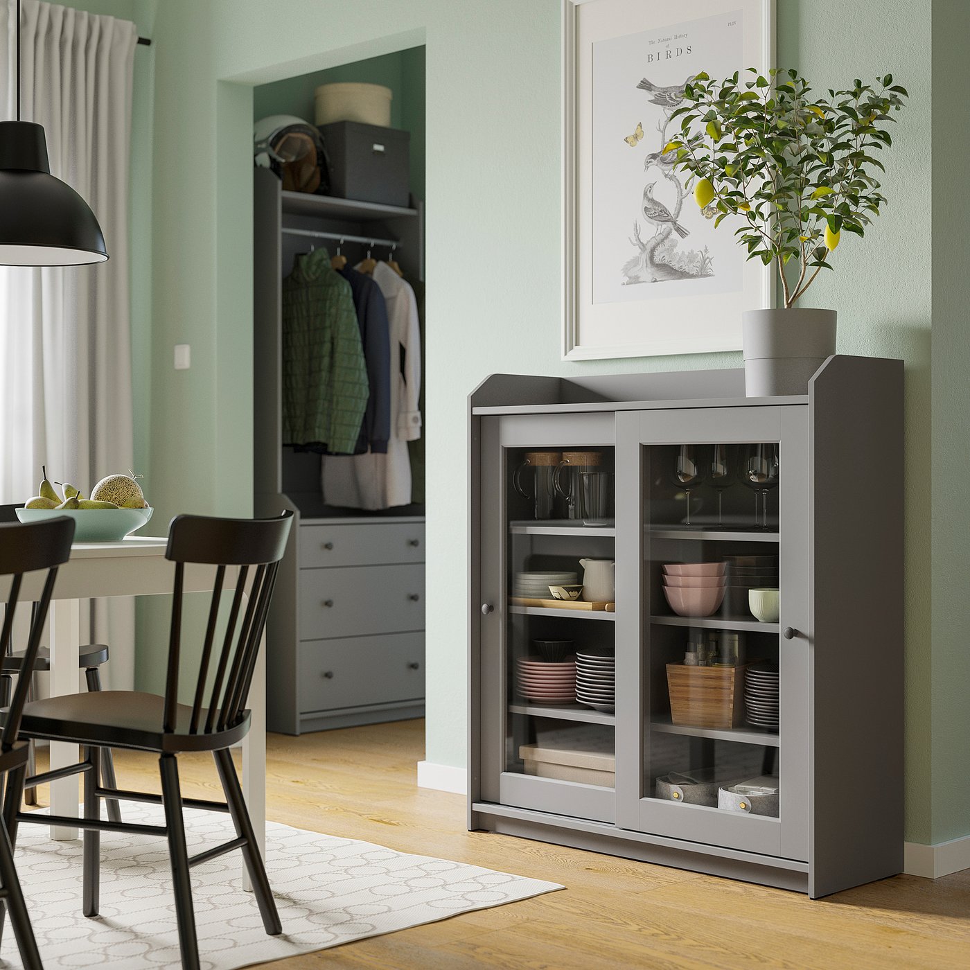 part: HAUGA glass-door cabinet