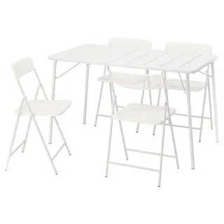 TORPARÖ table+4 folding chairs, outdoor, white/white, 130x74 cm