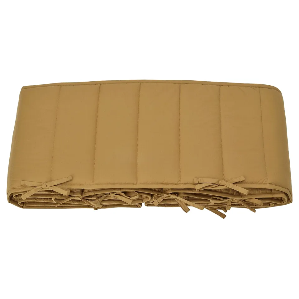 GULDVÄVARE: beige, rectangular toddler bed bumper with ties, soft cotton and polyester.
