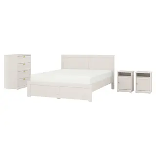 FÅGELFJÄLLET bedroom furniture, set of 4, off-white, 150x200 cm
