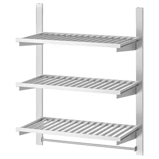 KUNGSFORS suspension rail w shelves and rail, stainless steel, Width 68 x Depth 31 x Height 80 cm
