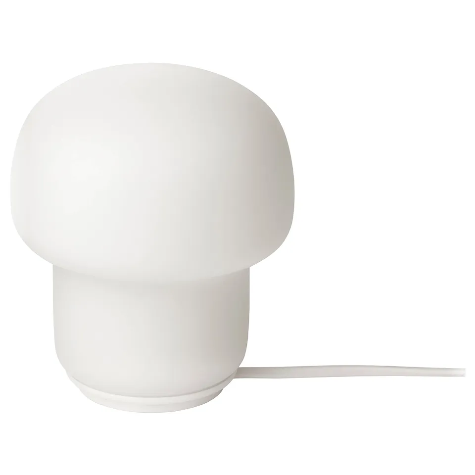 TOKABO, white mushroom lamp, curved top, round base, soft mood light.