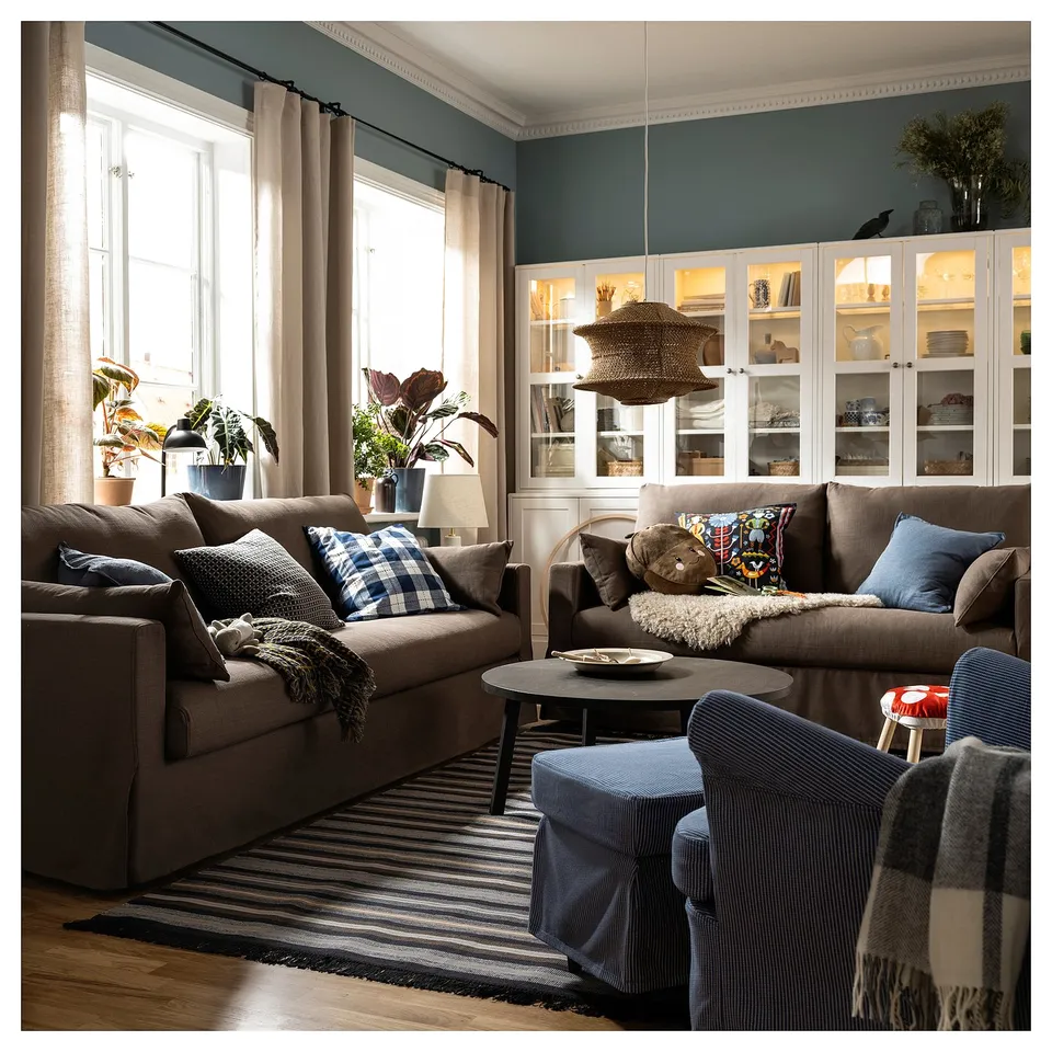 HYLTARP 3-seat sofa, Gransel grey-brown
