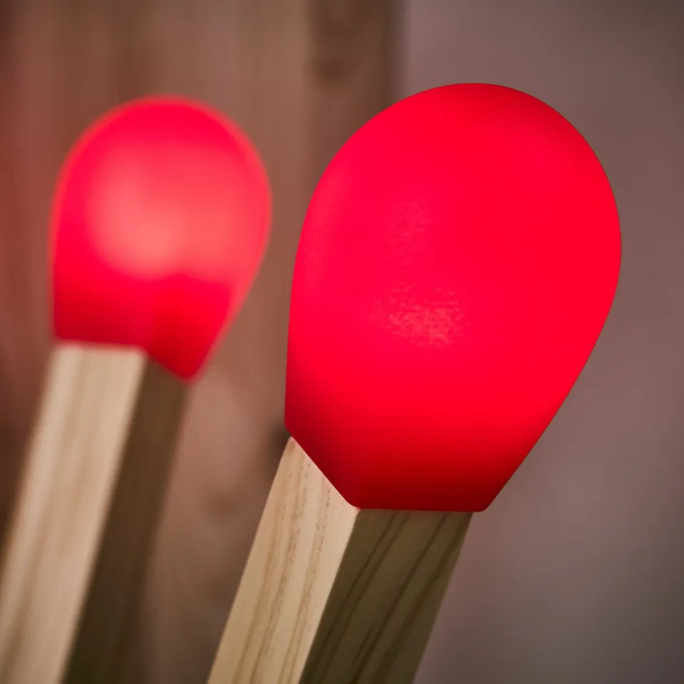 STRÅLA LED floor lamp, matchstick-shaped wood