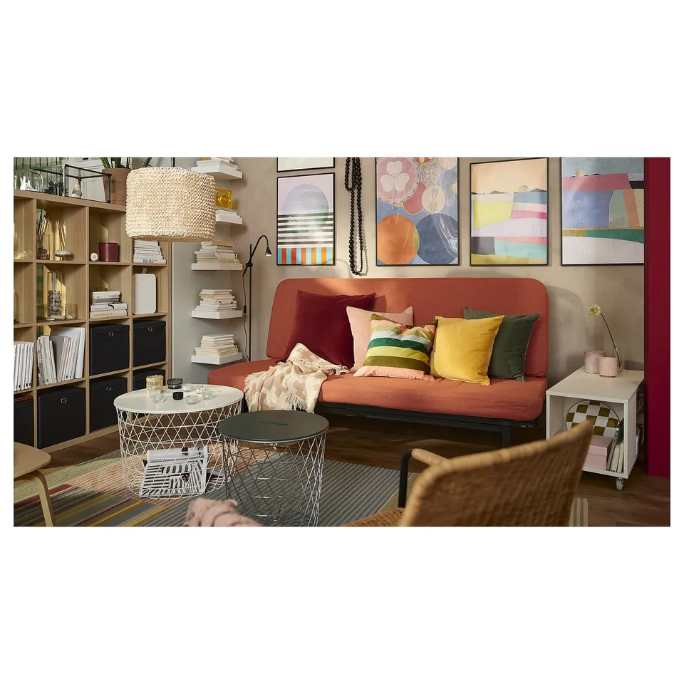 NYHAMN 3-seat sofa-bed, with pocket spring mattress/Skartofta red/brown