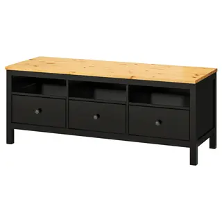 HEMNES TV bench, black-brown/light brown, Width 148 x Depth 47 x Height 57 cm