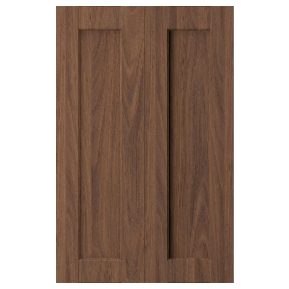 ENKÖPING walnut brown wooden cabinet door - natural grain, horizontal panels, flat design.