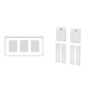 frame + adhesive hook ×2 set: frame for 3 pictures + adhesive hook for frame, white, 55x28 cm