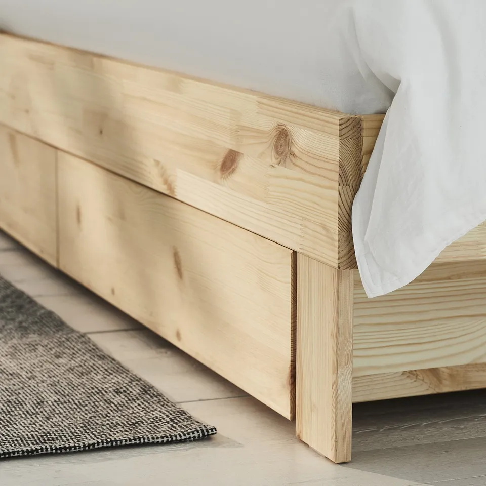 GLAMBERGET 2 bed storage boxes and 2 trays, pine