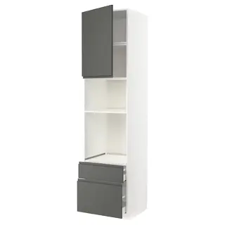 METOD / MAXIMERA high cabinet f built-in appliances, white/Voxtorp dark grey, 60x60x240 cm