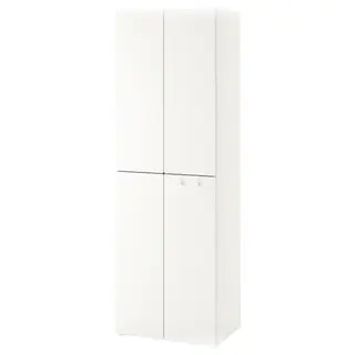 SMÅSTAD wardrobe, white white/with 2 clothes rails, Depth 42 x Height 181 x Width 60 cm