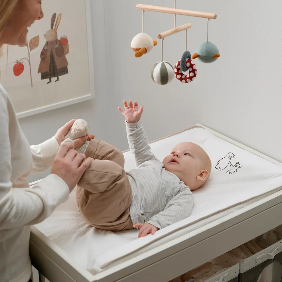 VÄDRA Babycare mat with cover, white/terry, 48x74 cm