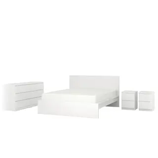MALM bedroom furniture, set of 4, white, 180x200 cm