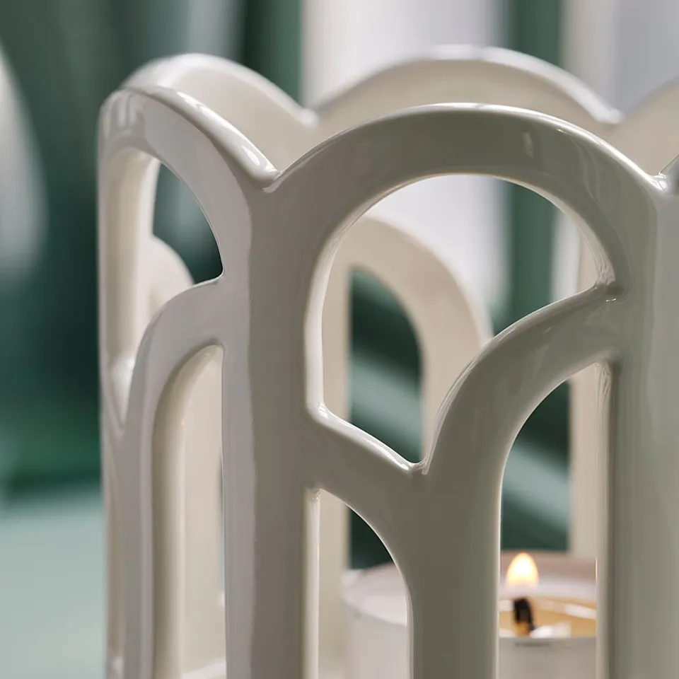 SNÖSISKA Candle holder, off-white, 11 cm