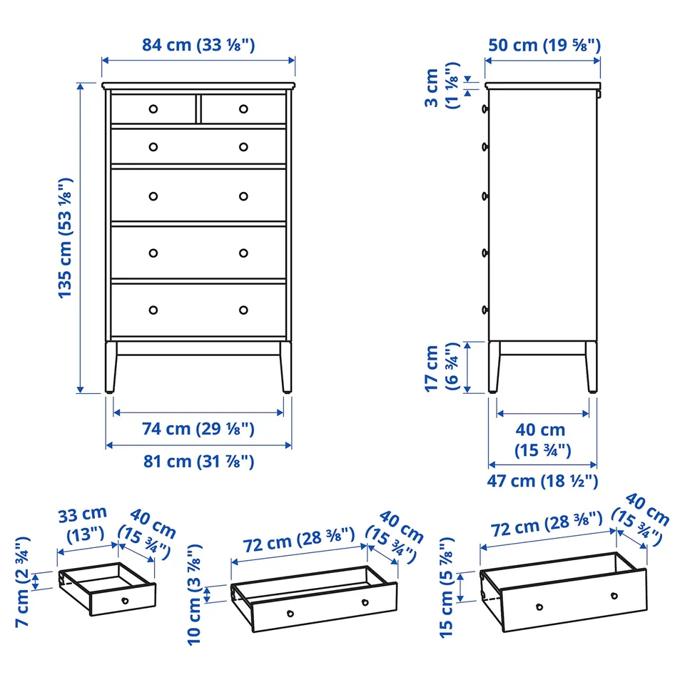 Illustration with measurements for the product: IDANÄS.