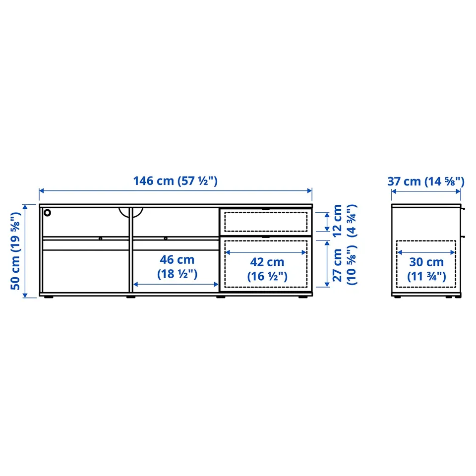 Illustration with measurements for the product: VIHALS.