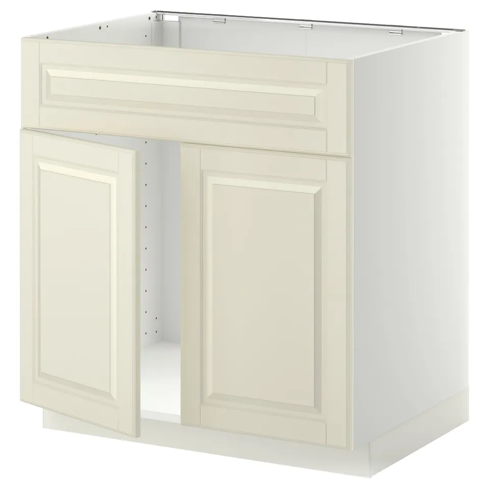METOD kitchen cabinet, off-white, classic design, flat panel doors, square shape.