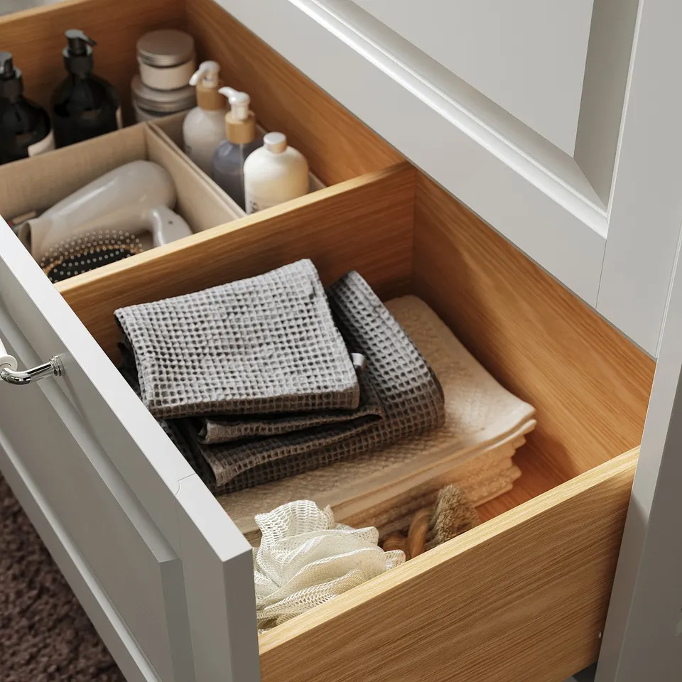 TÄNNFORSEN / RUTSJÖN Wash-stnd w drawers/wash-basin, light grey, 102x49x74 cm