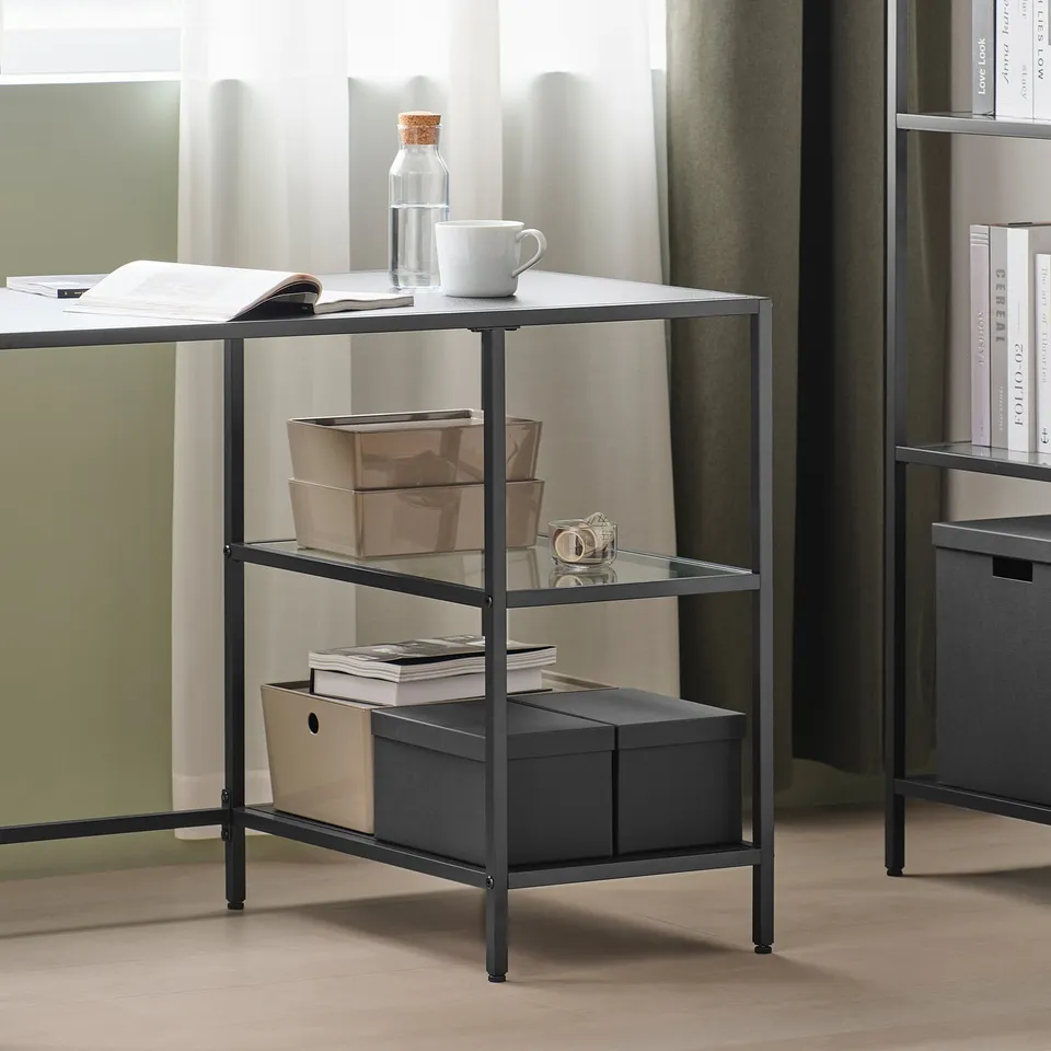 VITTSJÖ / KRYLBO Desk and chair, black-brown/dark beige