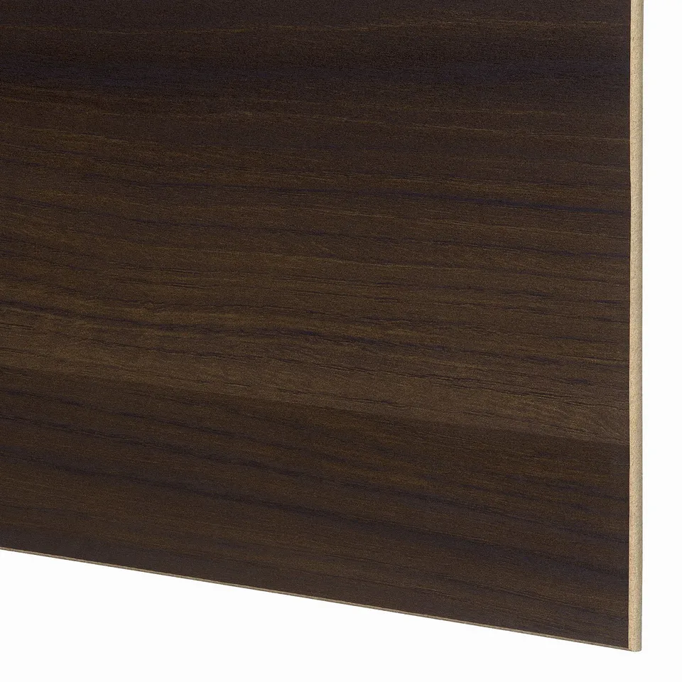 AULI / MEHAMN Pair of sliding doors, black mirror glass/double sided dark brown oak effect, 150x236 cm