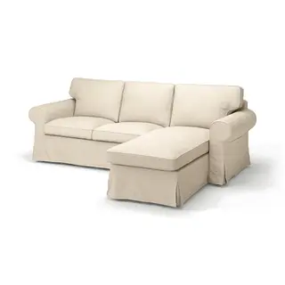 EKTORP cover f 3-seat sofa w chaise longue, Kilanda light beige