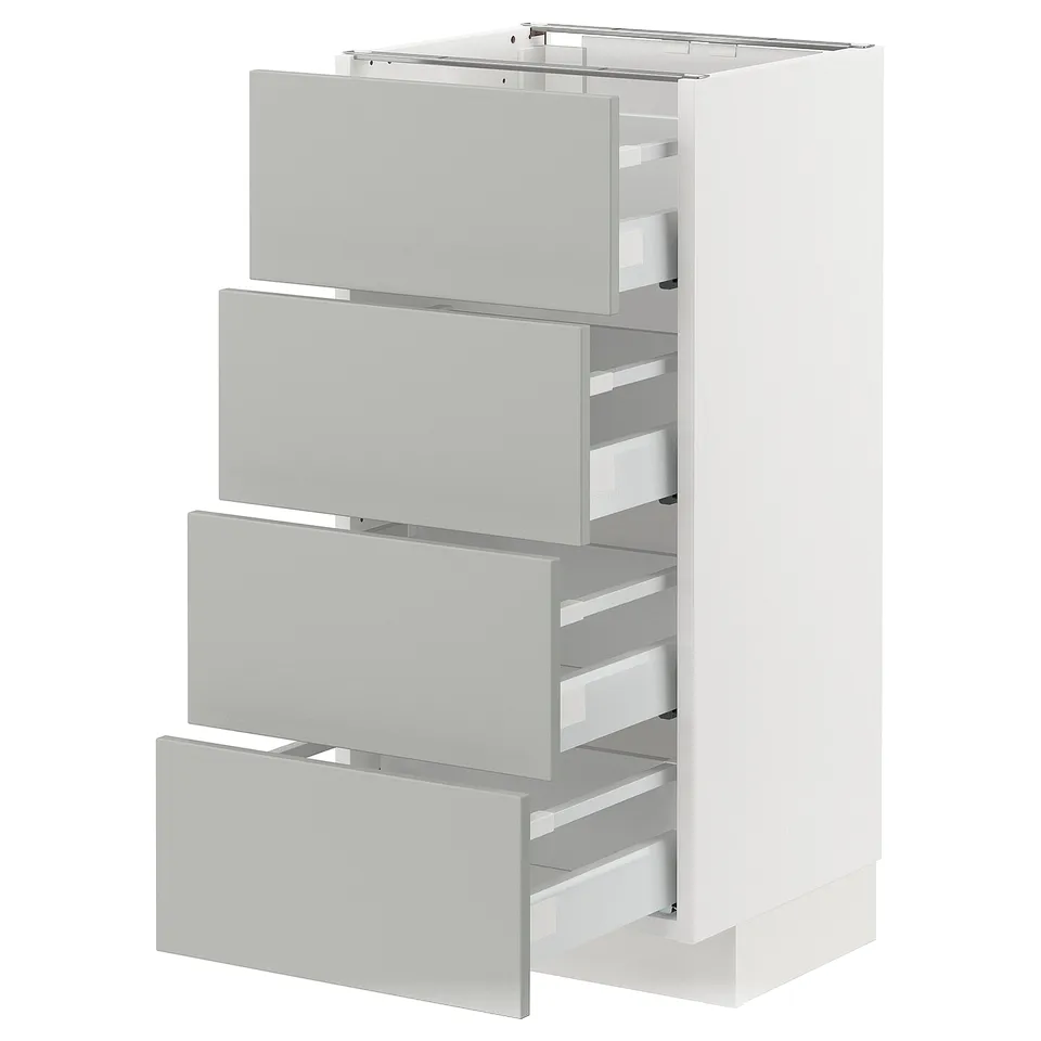 METOD kitchen unit, light grey, four drawers, rectangular shape, modern design.
