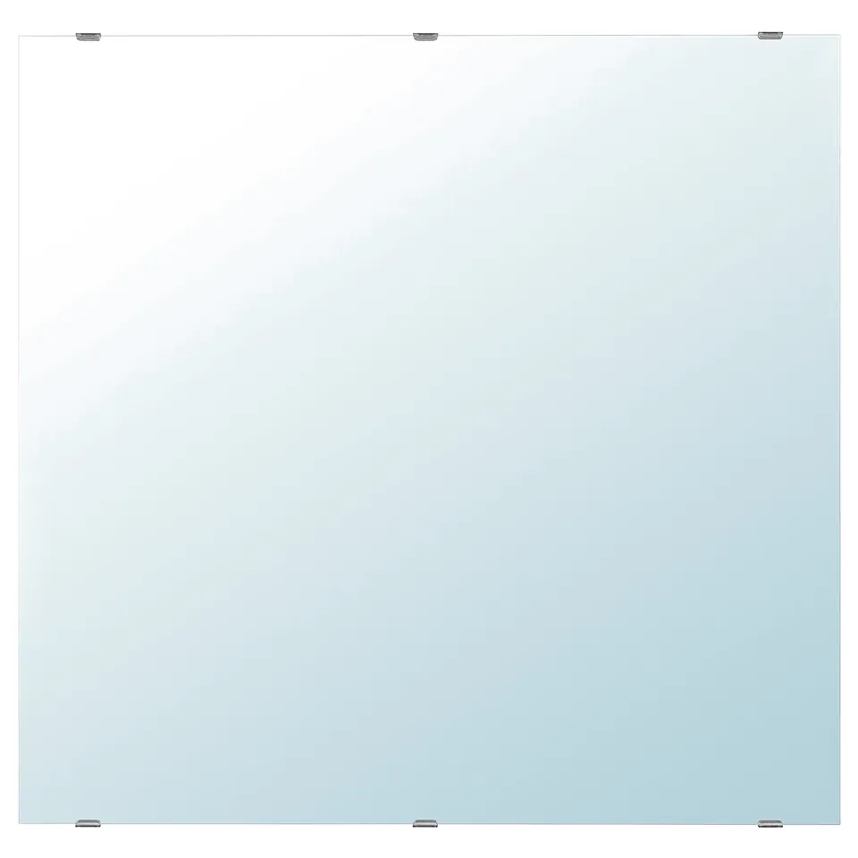 The LETTAN mirror in light blue, rectangular, glass with plastic foil, wall-mounted.