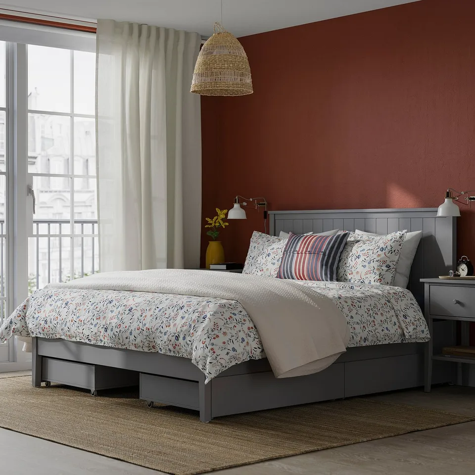part: GULLABERG bed frame with 4 storage boxes