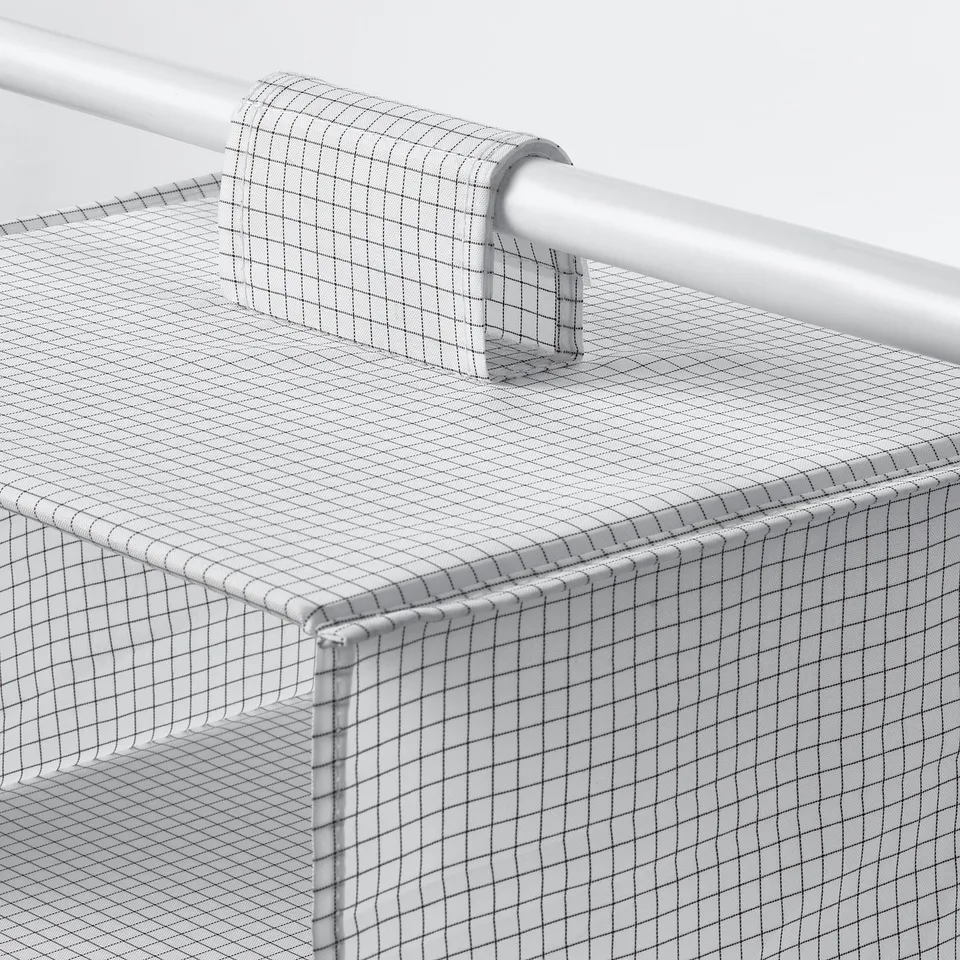 STUK Hanging storage with 7 compartments, white/black, 30x30x90 cm