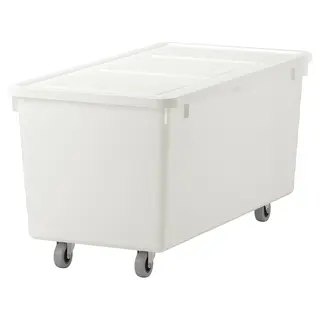 SOCKERBIT box with castors and lid, white, 38x76x37 cm