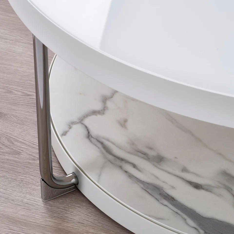 FRÖTORP Coffee table, white chrome-plated/white glass, 88 cm