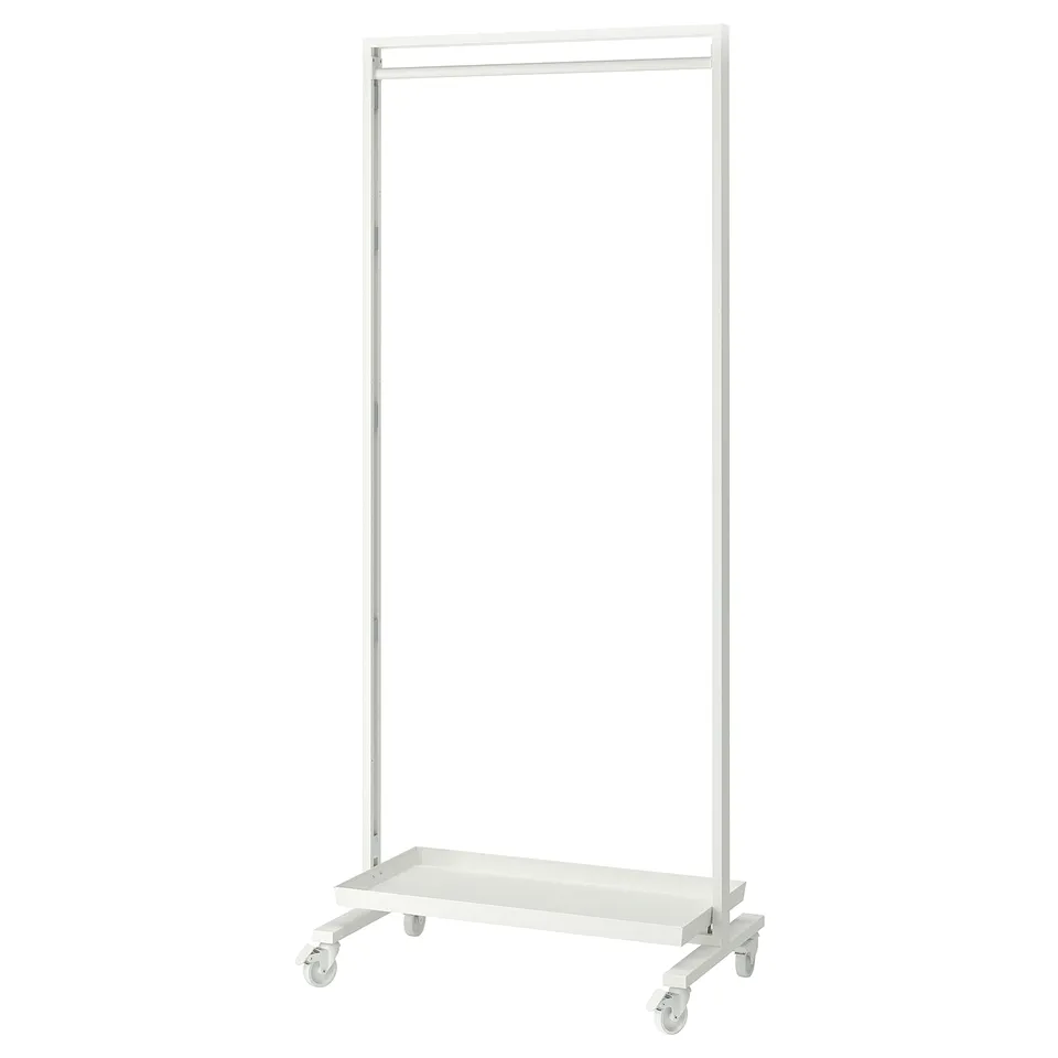 MITTZON rack - white, mobile steel organiser with hanging rail & shelf