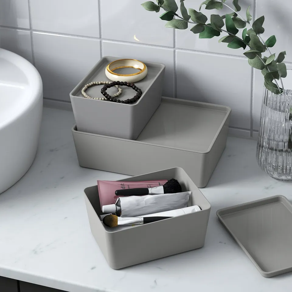 KUGGIS Box, light grey, 13x18x8 cm